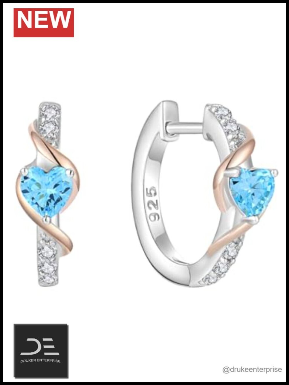Sterling Silver Heart Huggie Hoop Earrings Twisted Birthstone Jewelry Gift